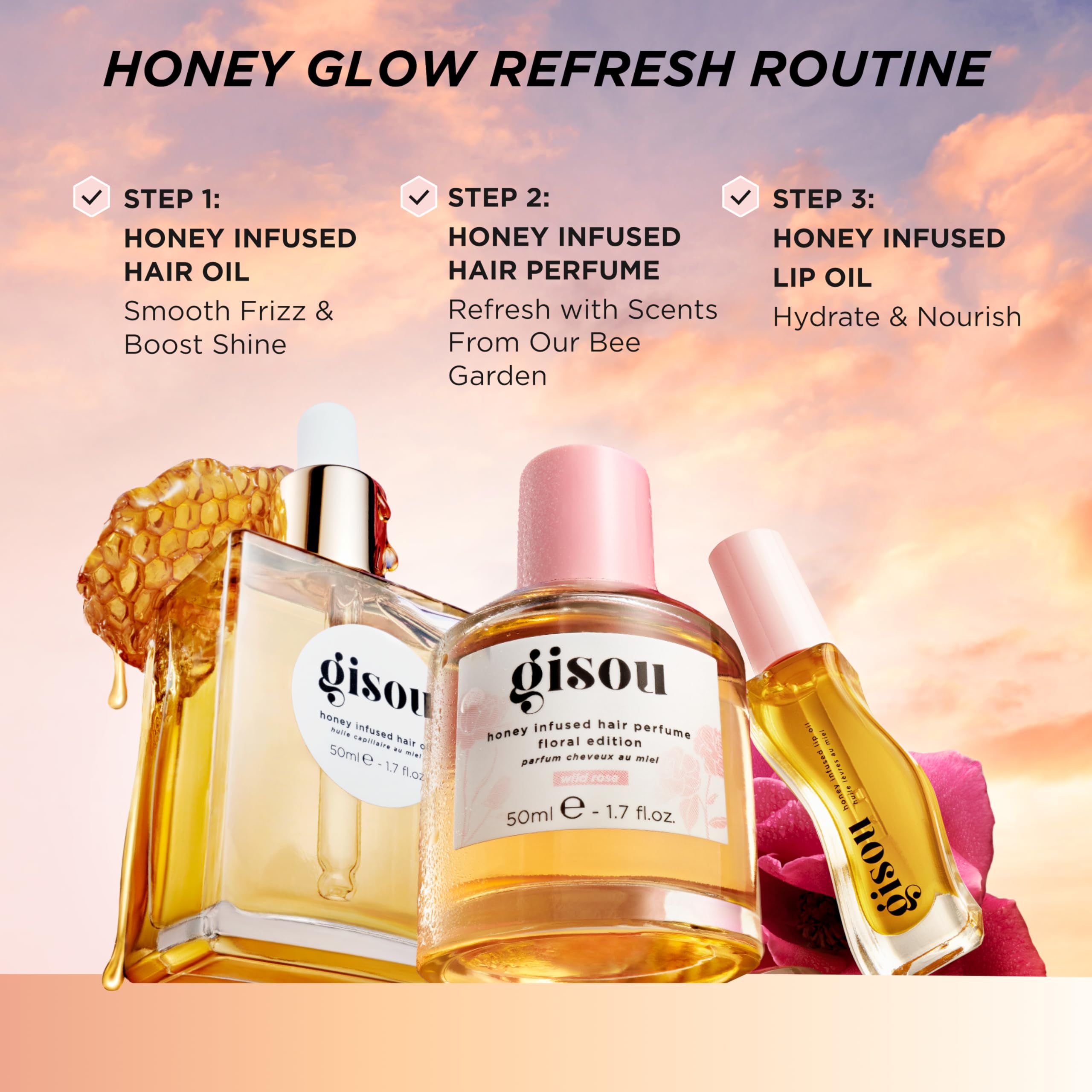 Gisou Honey Infused Hair Perfume post-shower refresh for quick regain