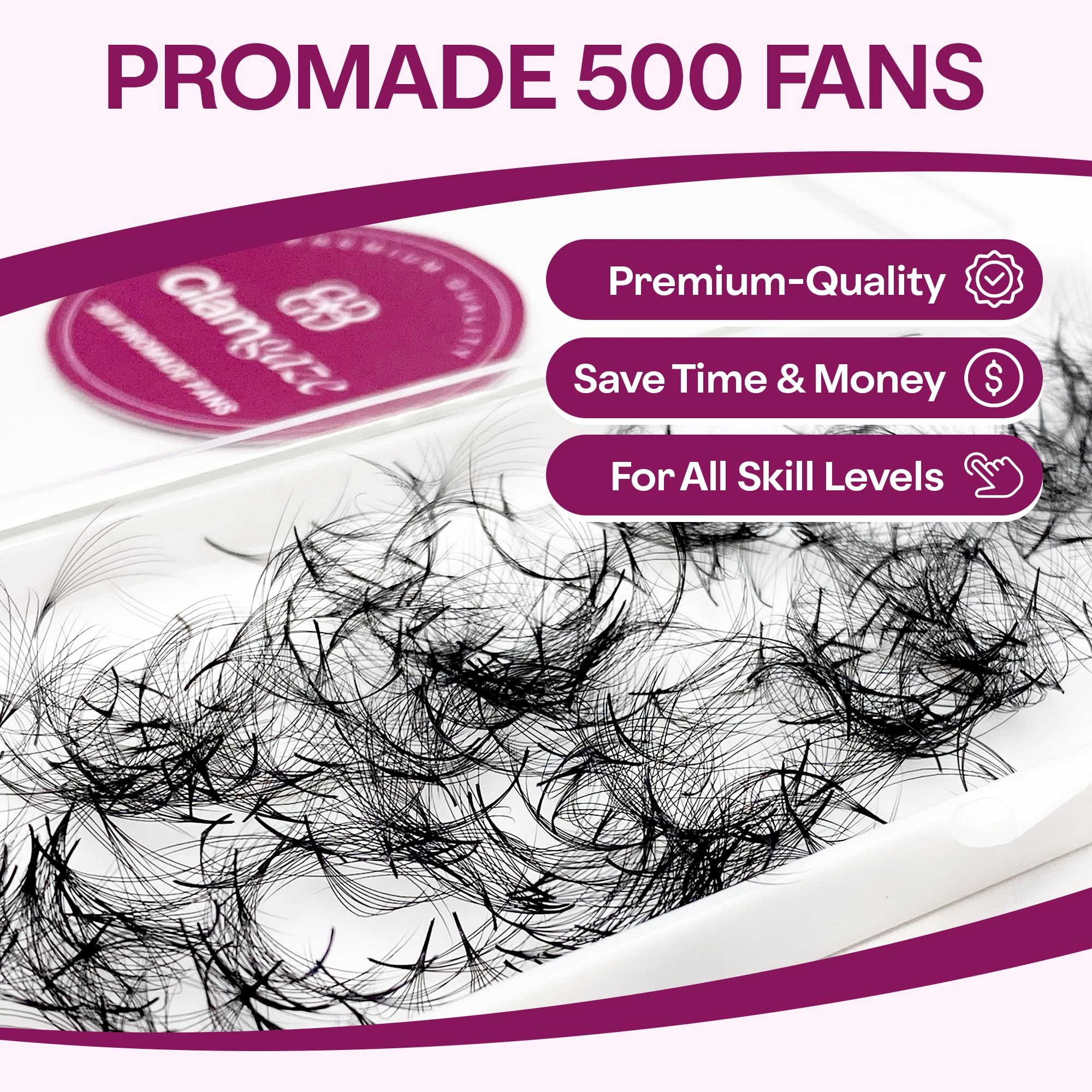 Glamgaze premade fans base with a pointy base ensures seamless adhesion.