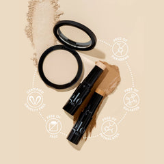 Glo Skin Beauty HD Foundation Stick targets nose bridge for subtle shading.