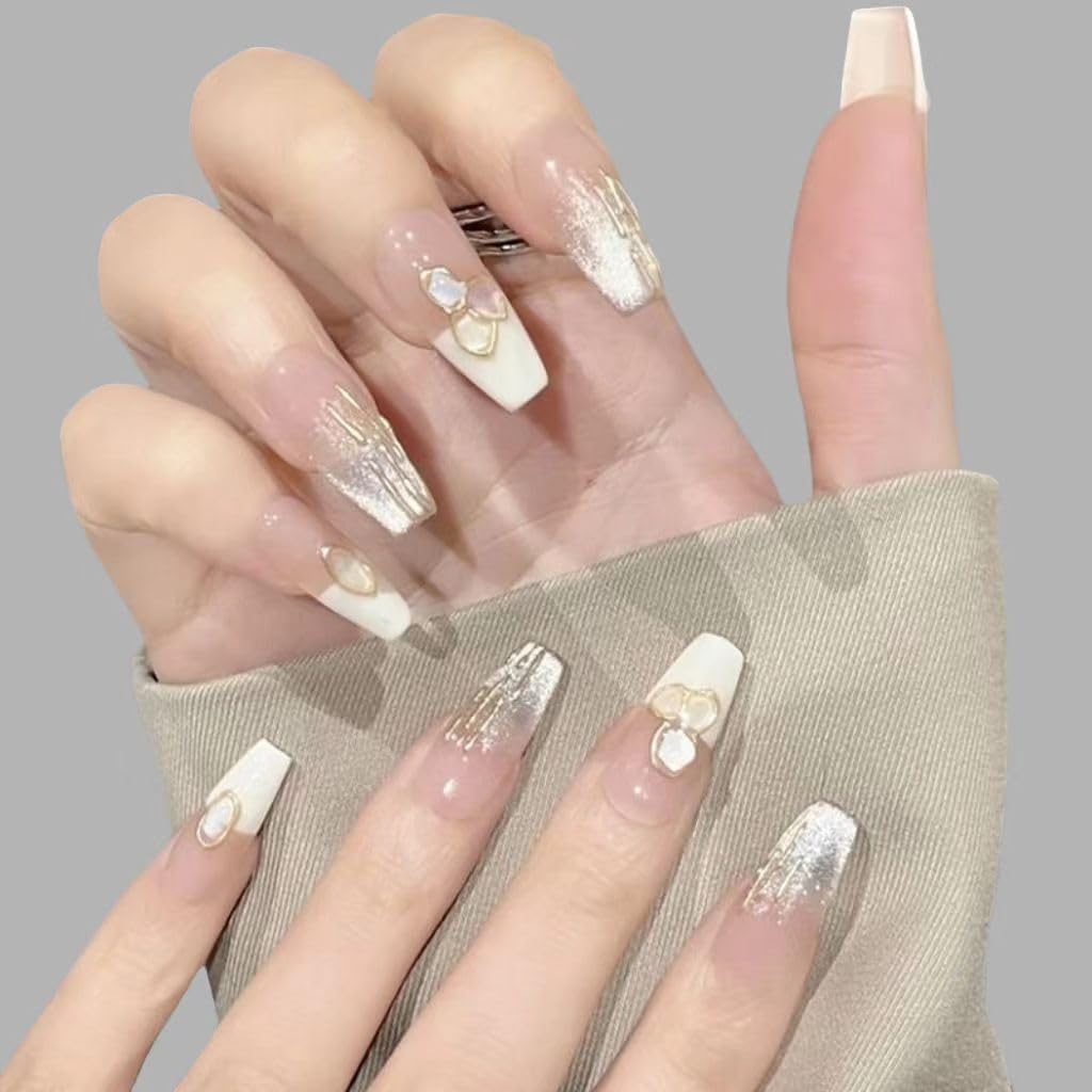 Long coffin/ballerina shape flatters many hand shapes
