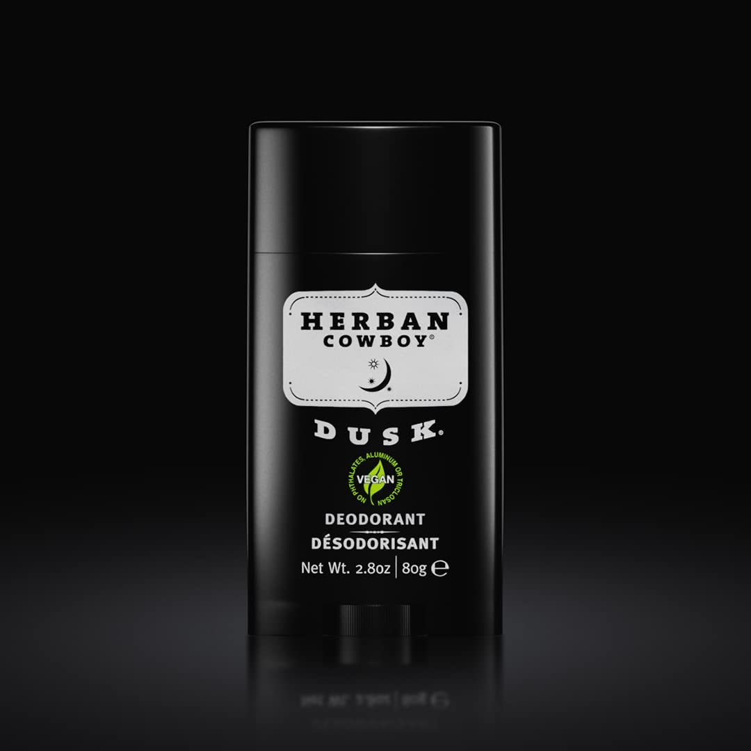 Herban Cowboy DUSK deodorant usage scene for morning routine