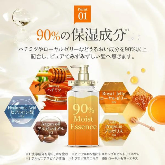 The &-honey Deep Moist Treatment jar close-up highlights rich conditioning.
