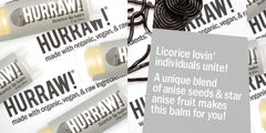 Closeup of Hurraw Licorice lip balm texture, creamy and rich.