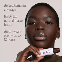 ILIA swatch on hand demonstrates buildable coverage