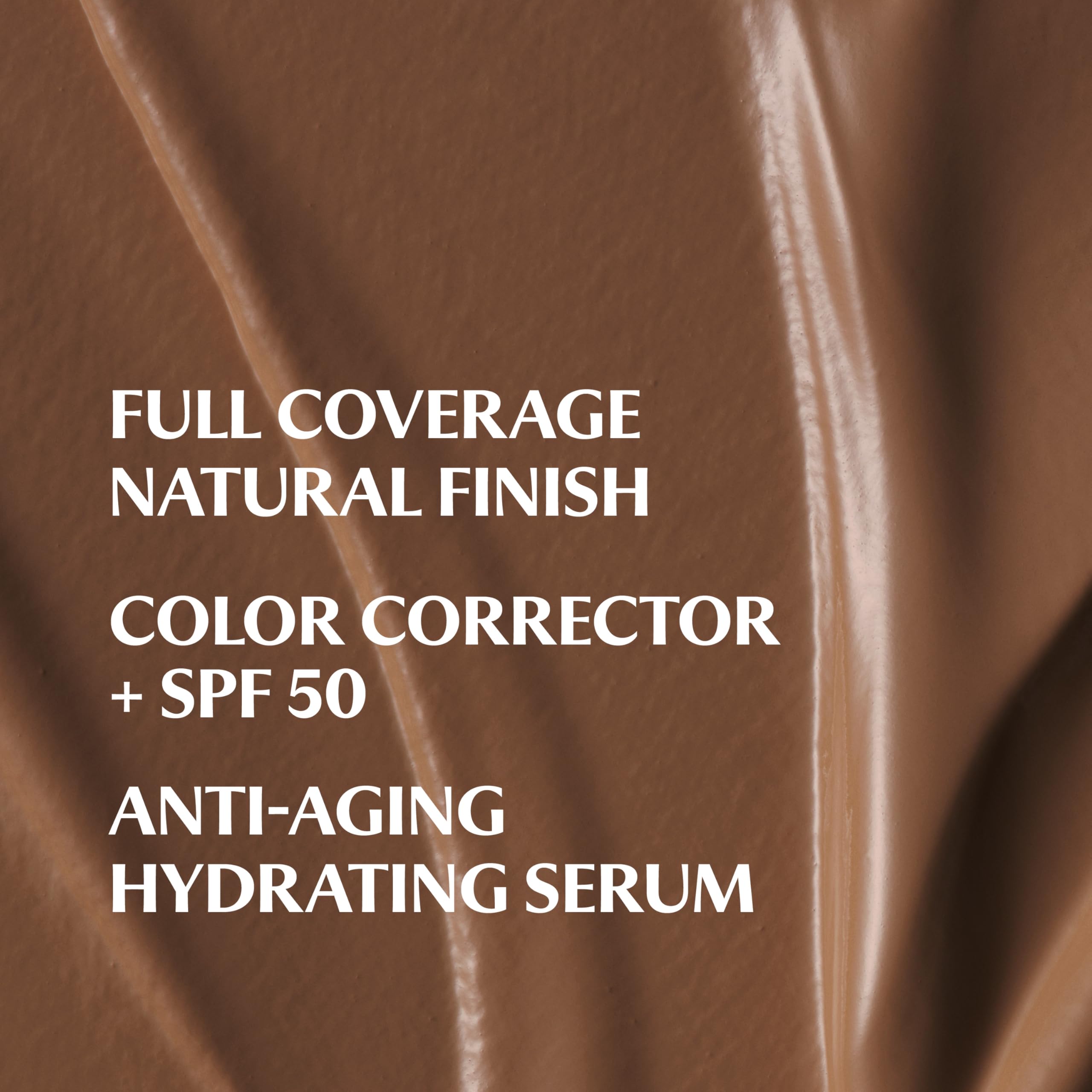 Texture swatch of IT Cosmetics CC+ Cream Deep Bronze showing natural full-coverage finish and color correction.