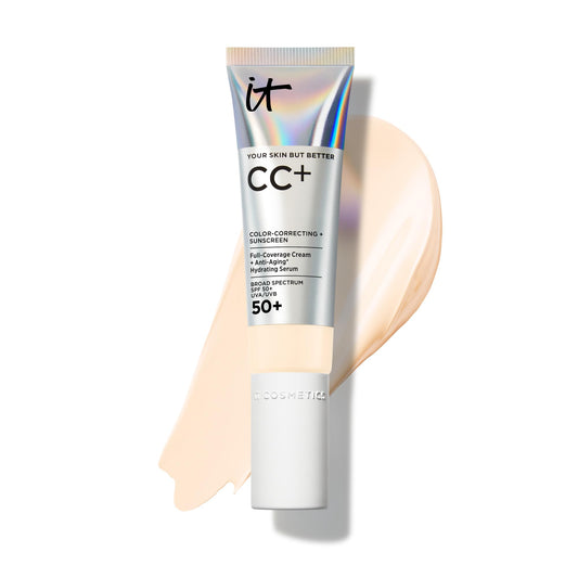 IT Cosmetics CC+ Cream bottle with pump for easy application and SPF 50+ protection