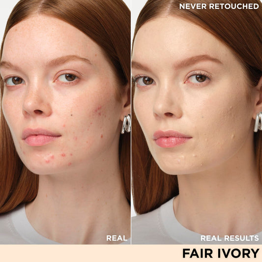IT Cosmetics CC+ Cream Fair Ivory swatch on cheek buildable coverage