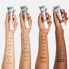 IT Cosmetics CC+ Cream Tan Warm SPF 50 label emphasizes sun protection