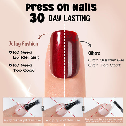 Jofay Fashion Short Nails Application Steps image shows quick DIY manicure setup