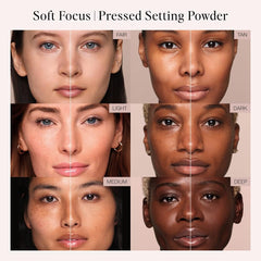 Jouer Soft Focus powder applied to face for long-lasting setting