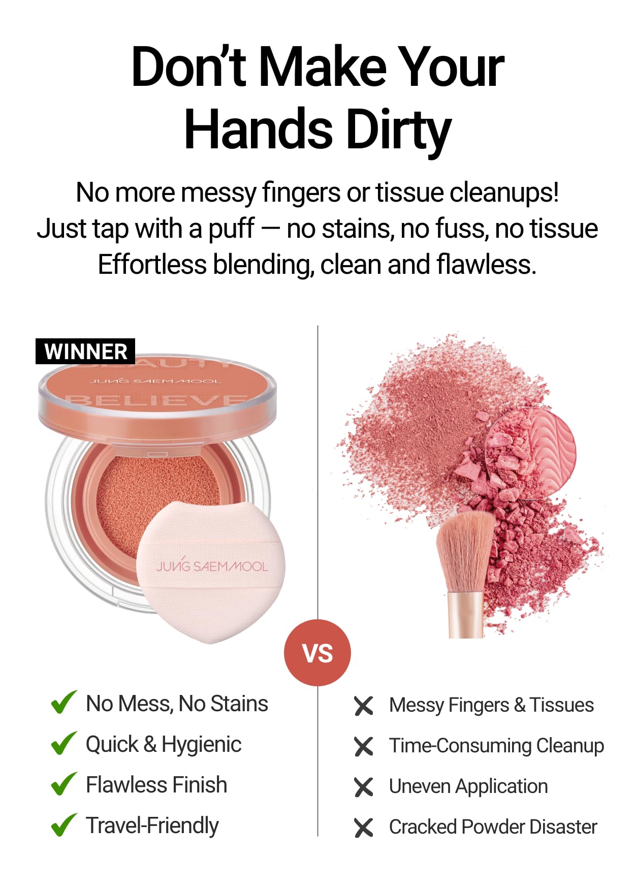 JUNG SAEM MOOL cushion blush Rare Rose on-cheek application highlights dewy flush