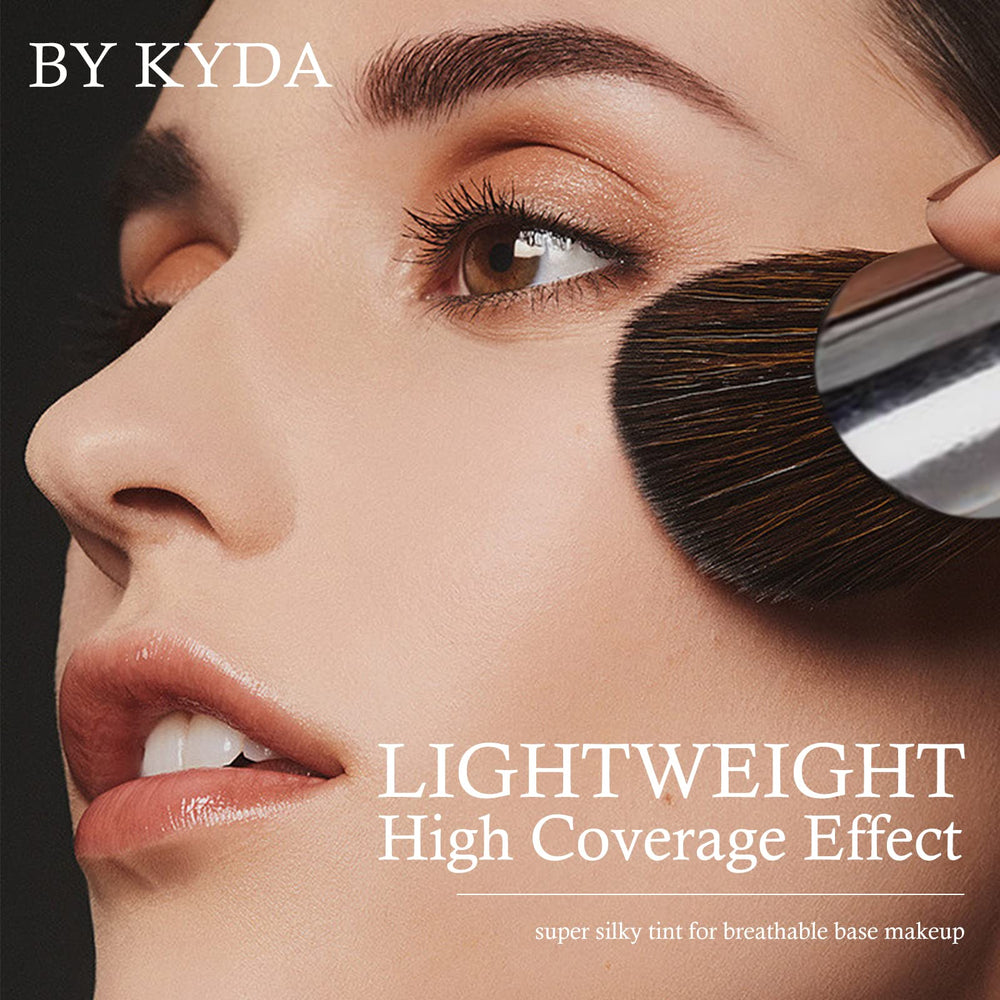 KYDA AirBrush Foundation brush slide ensures smooth, even skin layer.