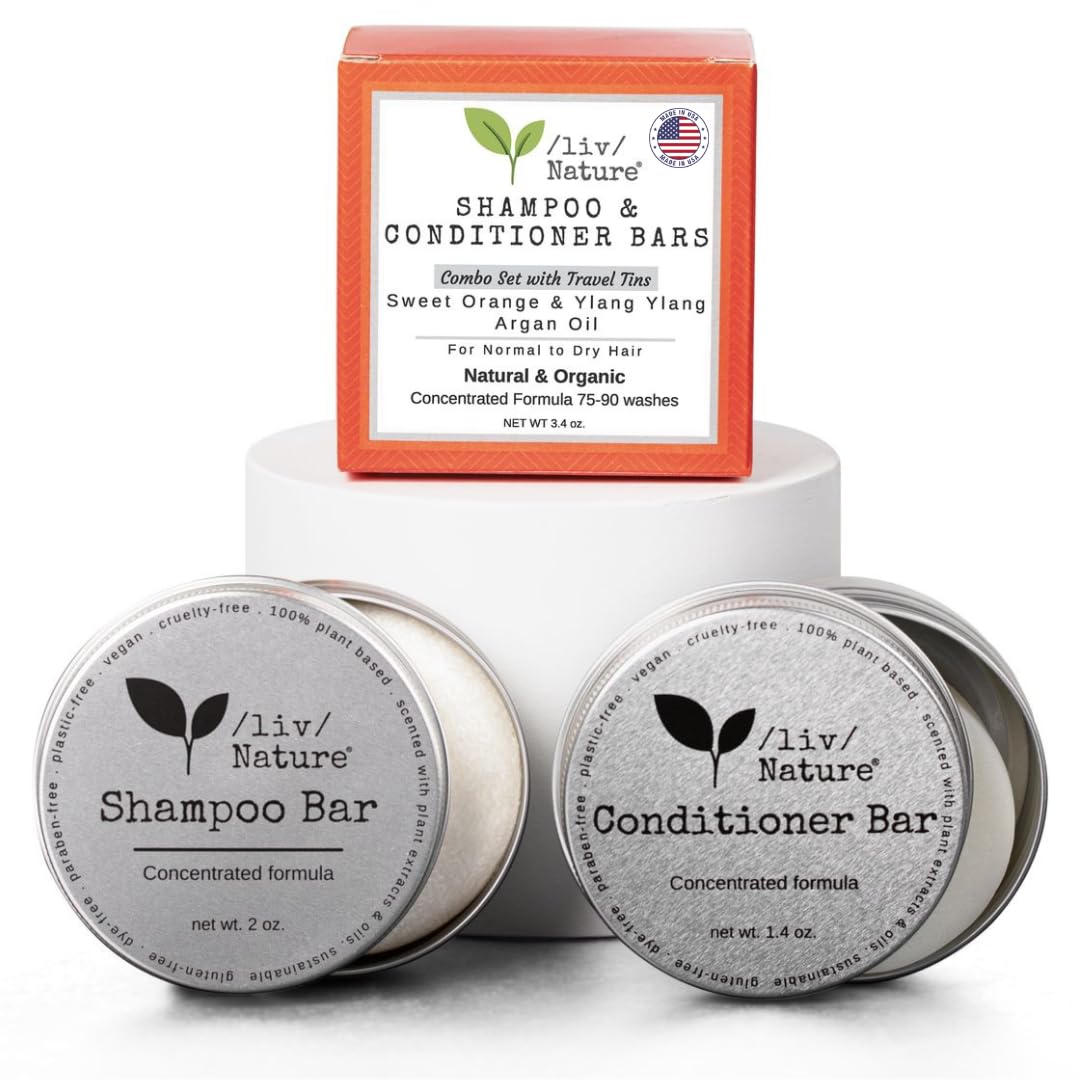 liv Nature shampoo bar with travel case ready for on-the-go moisture.