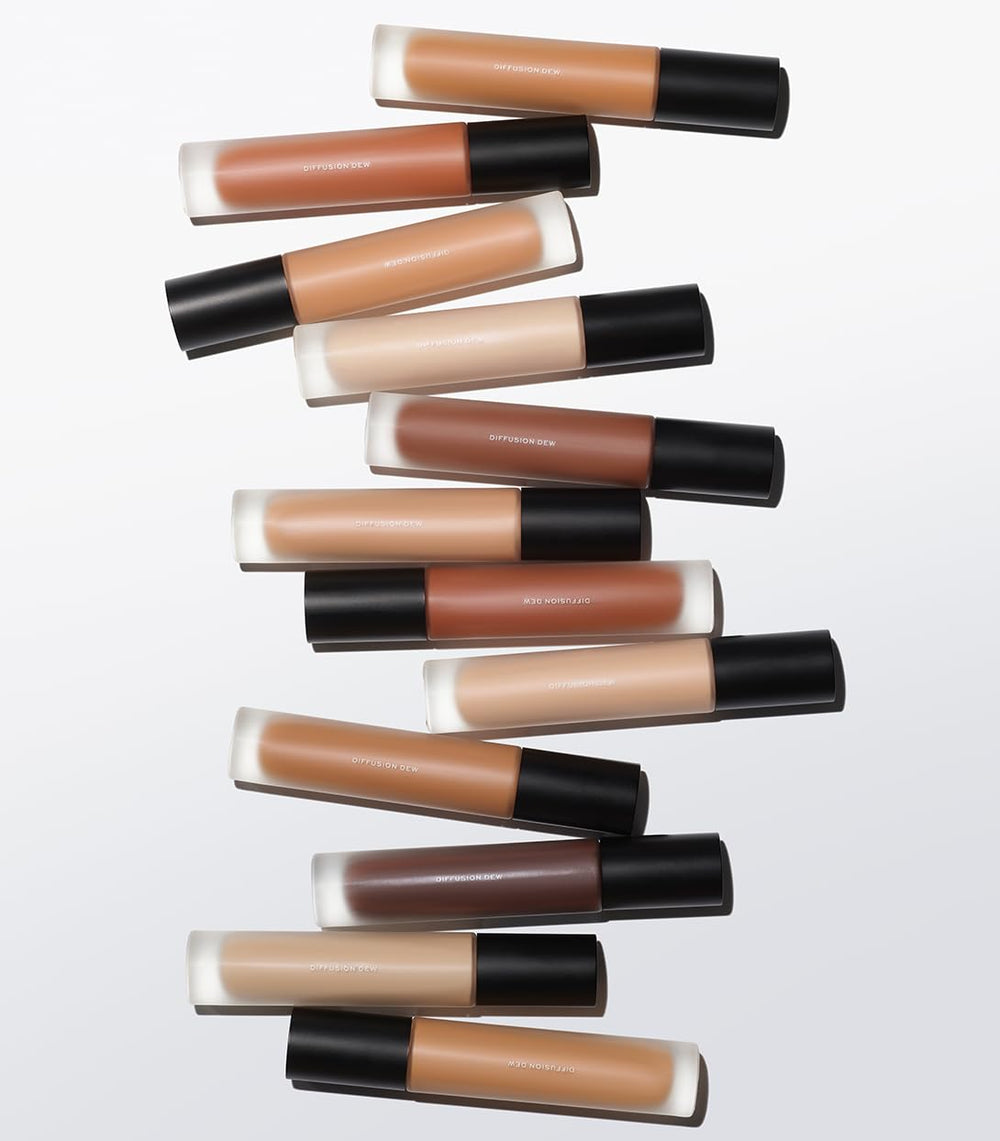 MAKE Beauty Diffusion Dew Skin Tint Amber 10 swatch for tan undertones.