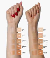 MAKE Beauty Diffusion Dew Skin Tint finger blend for easy application.