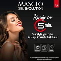 MASGLO Gel Evolution top coat gloss closeup emphasizes long-lasting finish