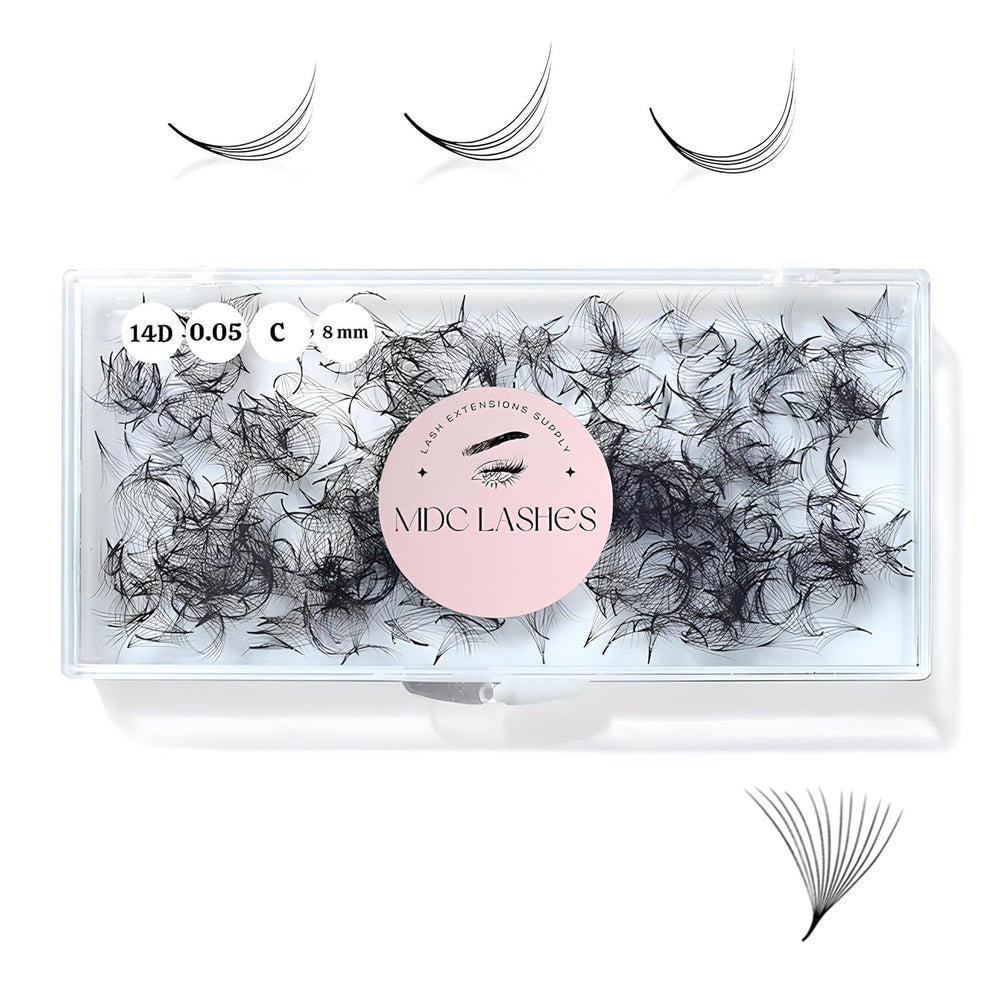MDC LASHES 500 premade fans pack ready for quick, voluminous lash applications.