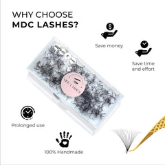 MDC Lashes even-spacing volume lashes for a neater lash line