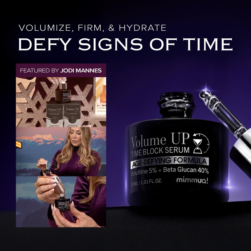 Applying Mimmua Volume Up Serum to the forehead targets lines