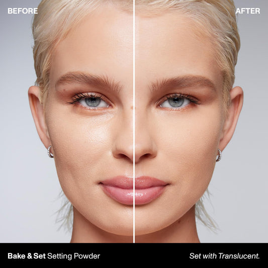 MORPHE translucent powder applied with brush for long-lasting set