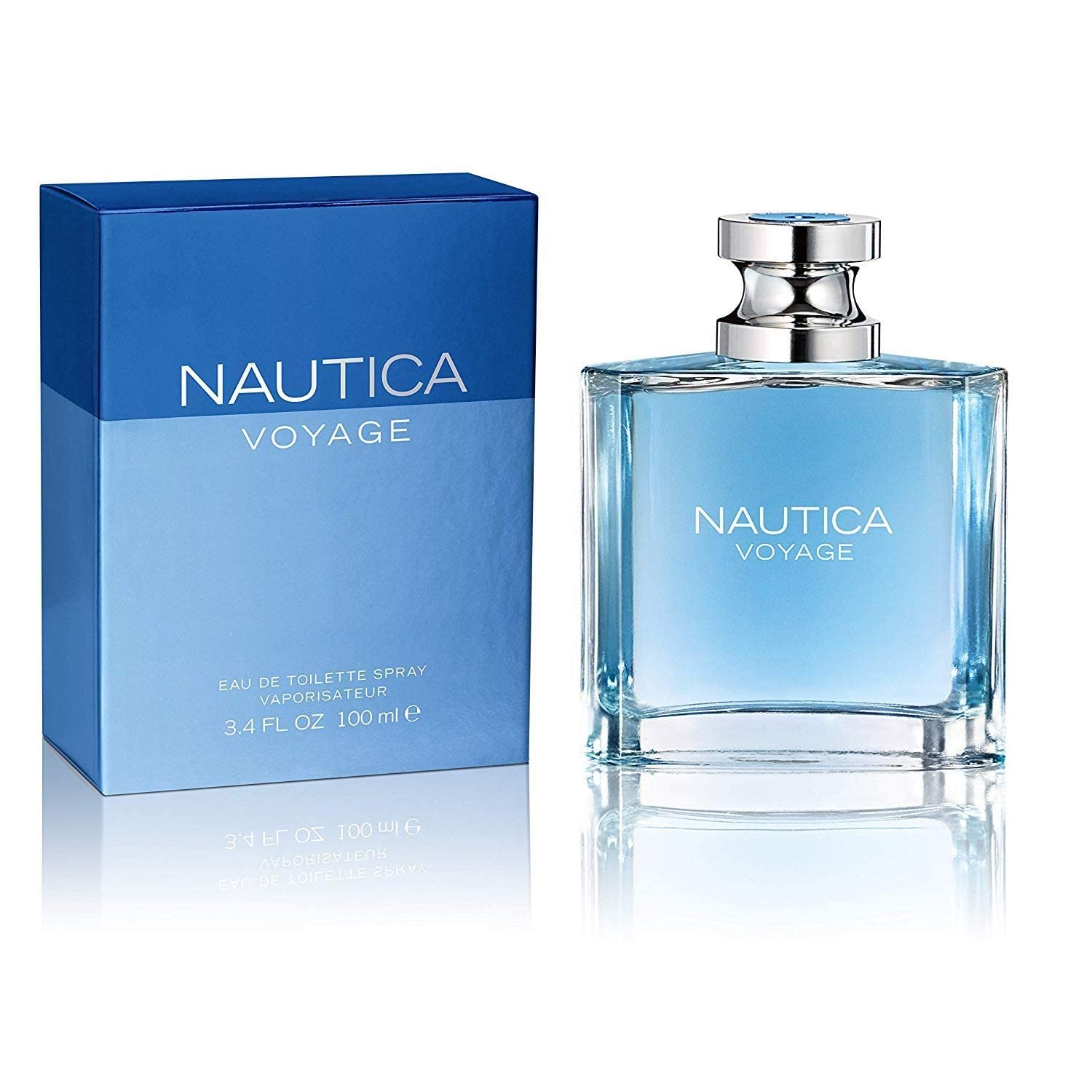 Nautica Voyage for Men edt bottle front view, crisp aquatic scent for everyday wear.