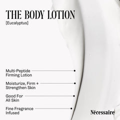 Nécessaire Eucalyptus ingredients panel highlights peptides and niacinamide for skin support
