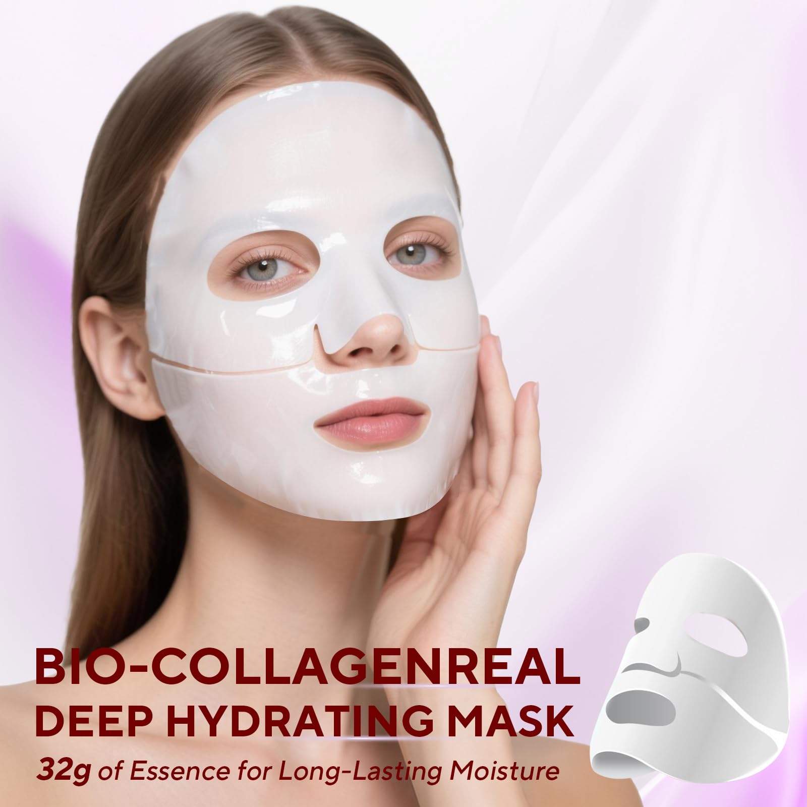 Nityrliv Bio-Collagen Real Deep Mask being applied on the face for hydration