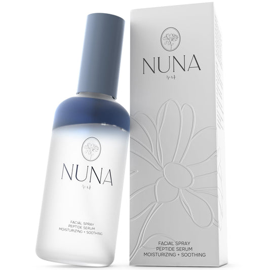 NUNA Ultra Hydrating Face Serum Spray bottle delivering weightless hydration.