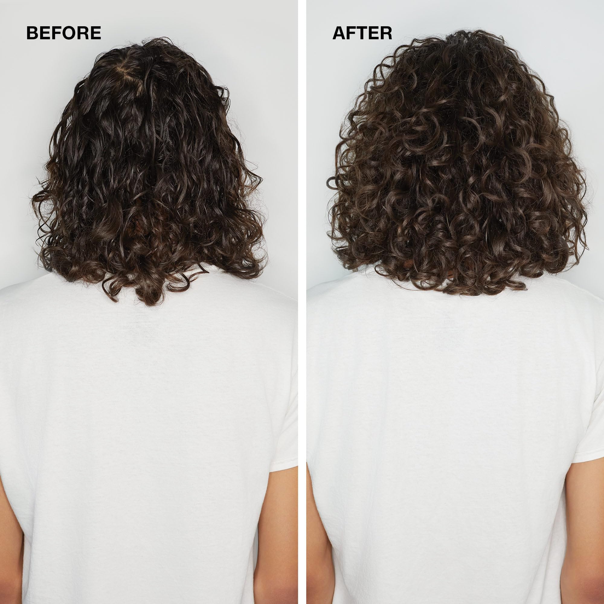 Styled, defined waves and curls achieved with Round Trip serum