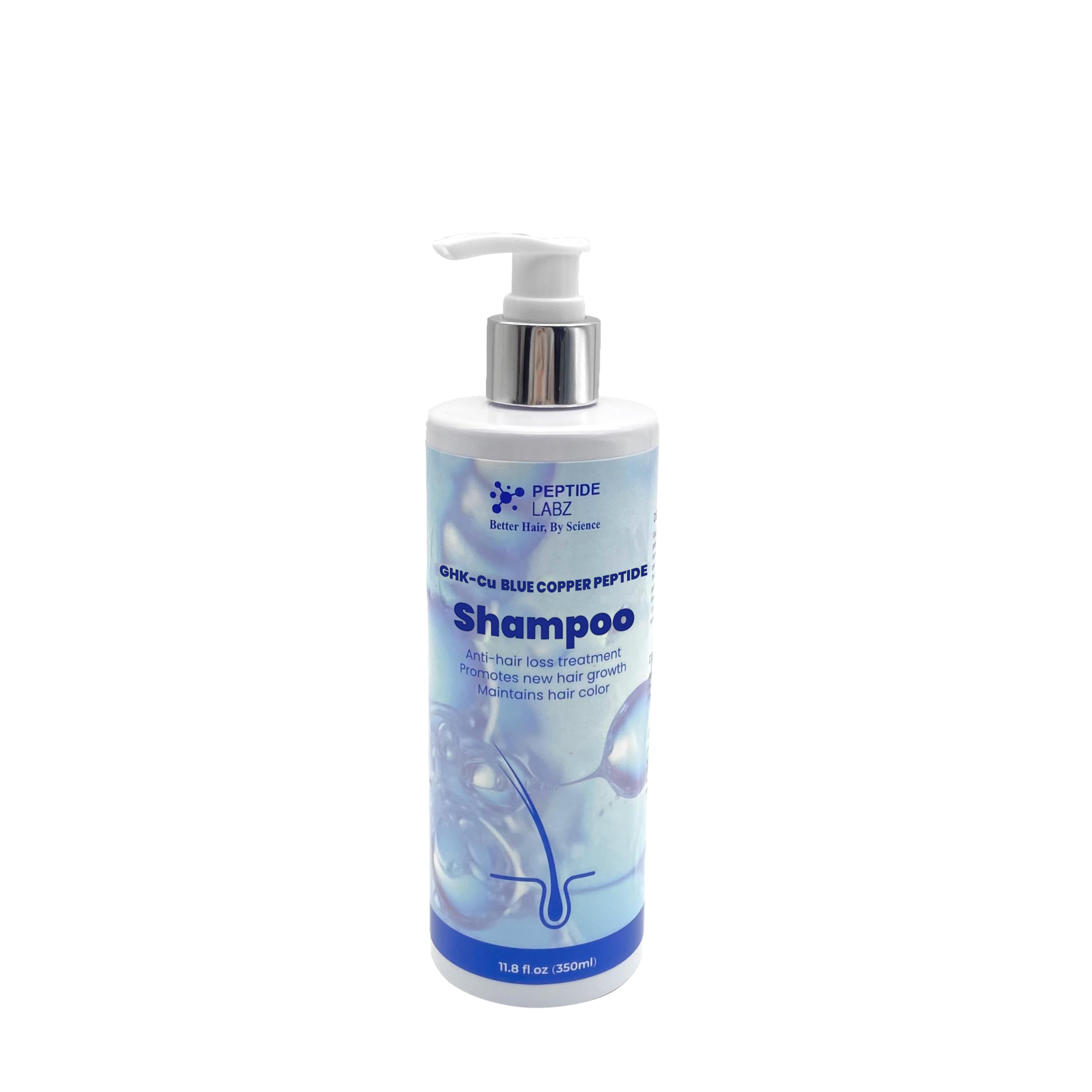 PeptideLabz Copper Peptide Shampoo in shower, invigorating cleanse supports scalp health.