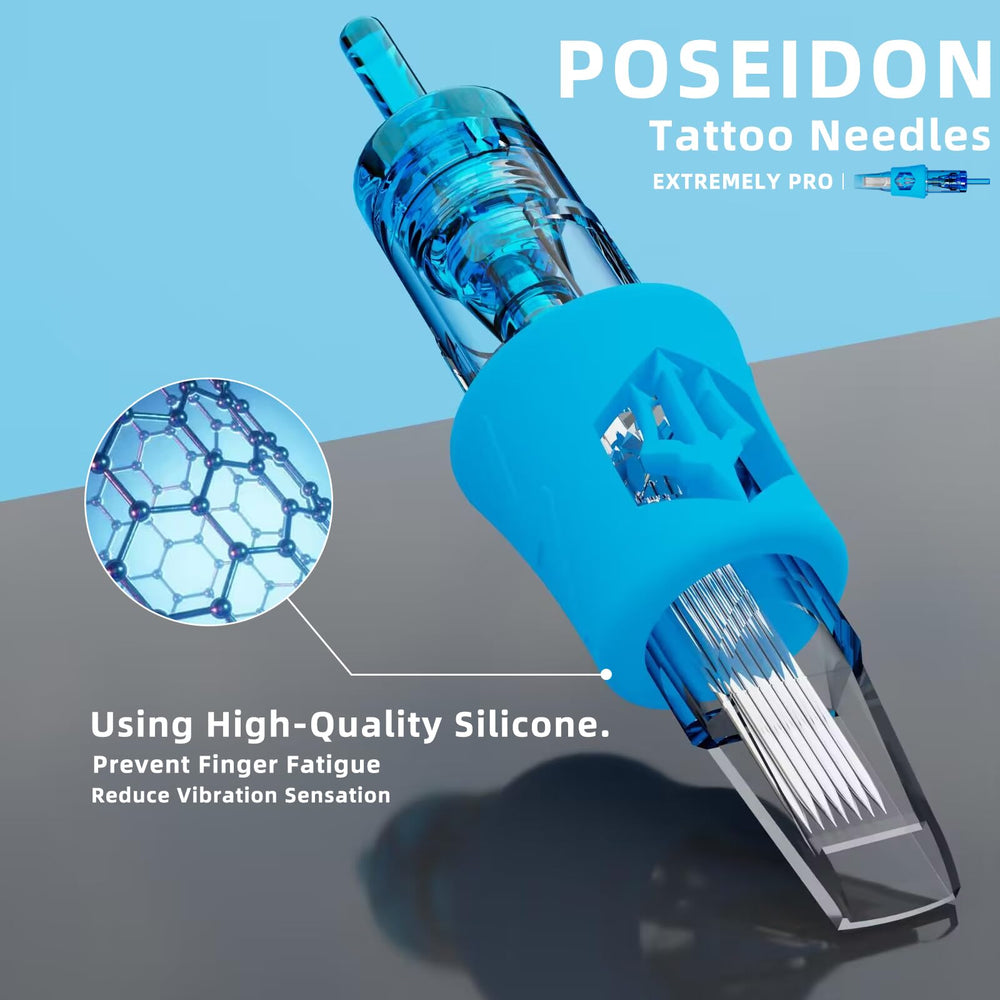 Poseidon 1213RL universal-fit image demonstrates tool-free attachment to standard cartridge grips.