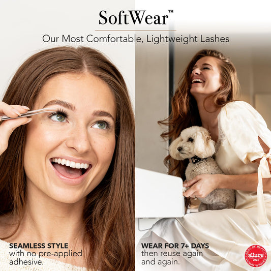 Pro Lash SoftWear lightweight clusters on eye for comfortable wear.