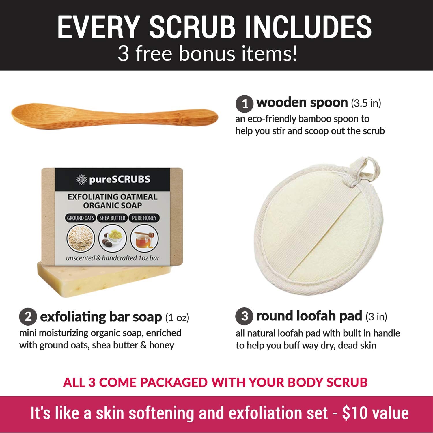 pureSCRUBS mini exfoliating bar soap adds extra cleansing boost.