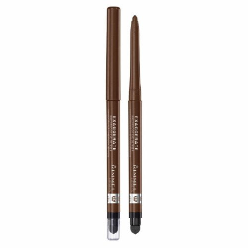 Rimmel Exaggerate Waterproof Eye Definer in rich brown for defined, smudge-free eyes all day.