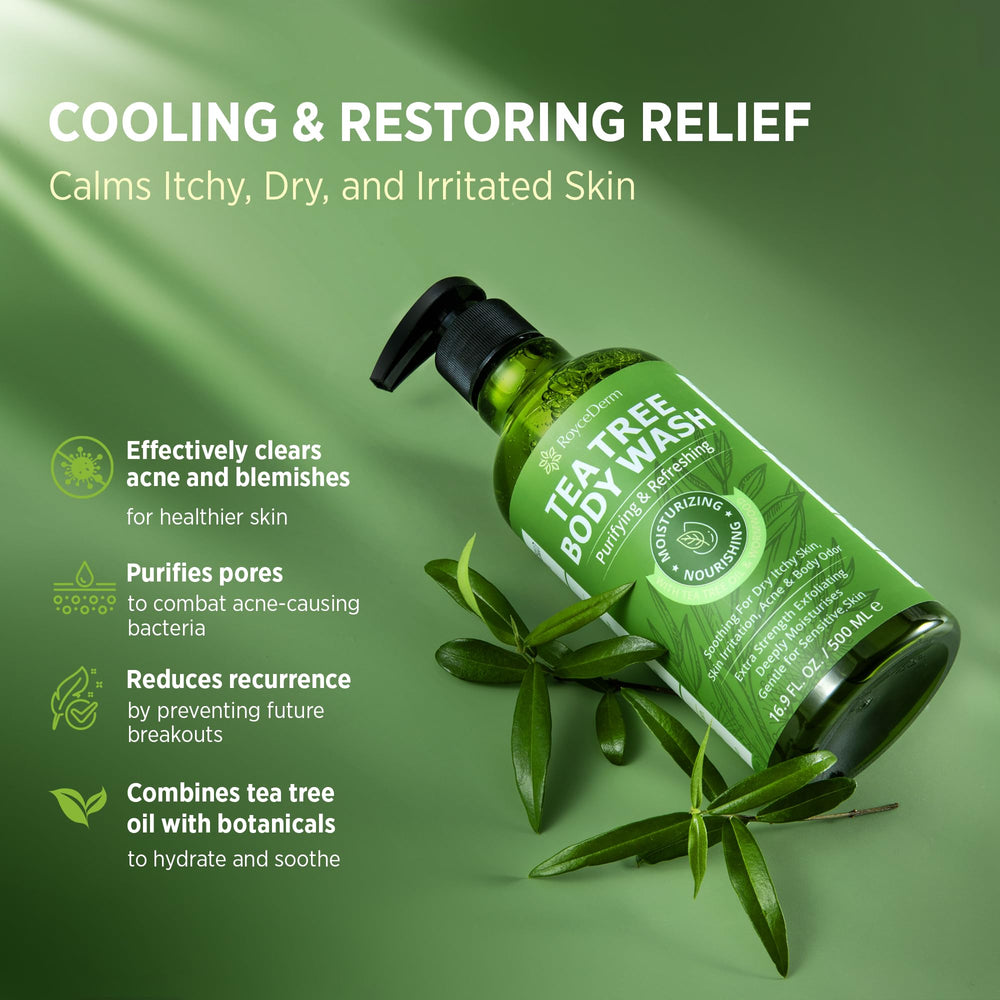 Roycederm Tea Tree Lather demonstrates creamy texture for smooth cleansing.