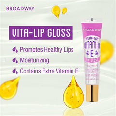 Ruby Kisses Broadway Vita-Lip Gloss on lips presents non-sticky moisturized look