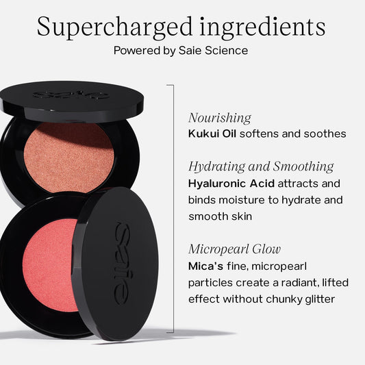 Saie Glow Sculpt Mauveglow compact open showing creamy texture.