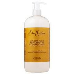 SheaMoisture conditioner label closeup showing nourishing formula for all hair types.