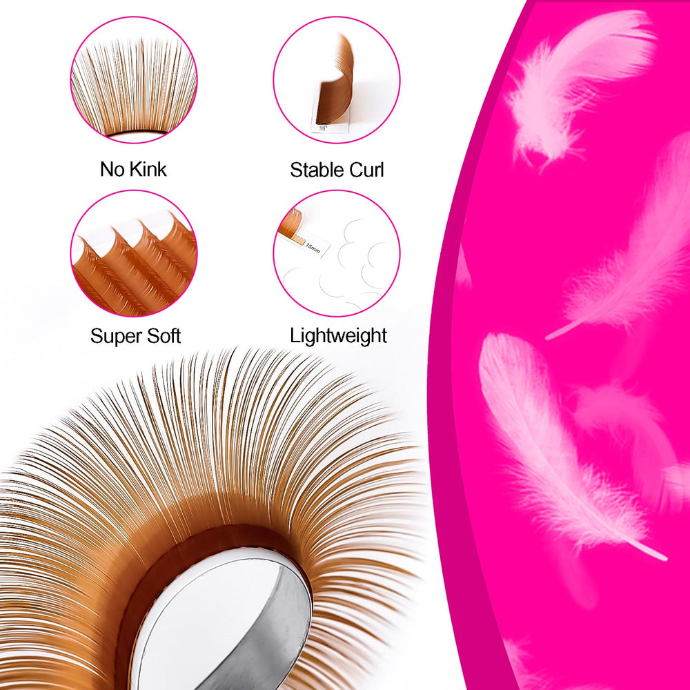 TDANCE light brown lash extensions 0.07mm for soft definition