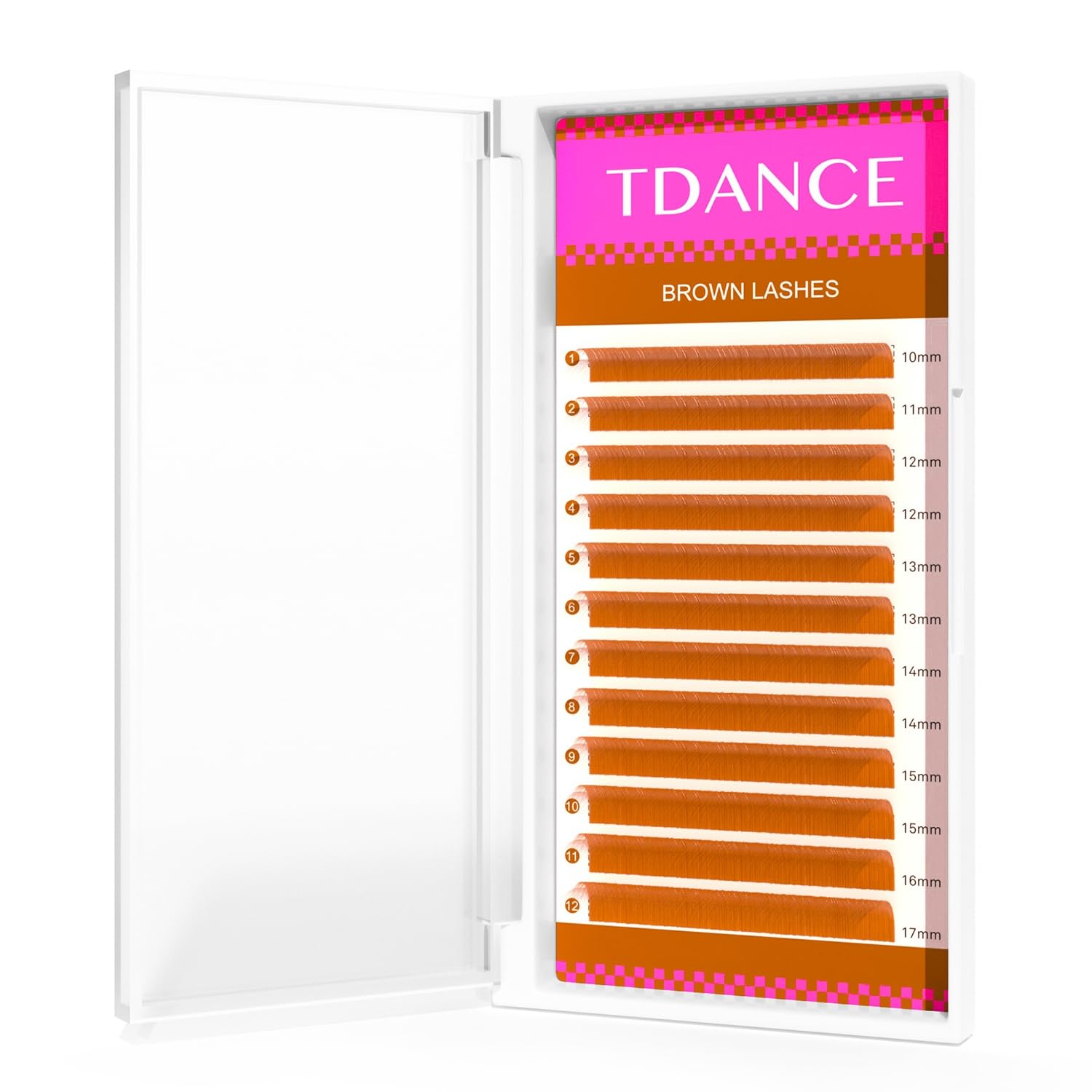 TDANCE light brown lash extensions color pack blends with natural lashes for subtle color.