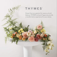Thymes Cyprus Sea Salt brand logo close-up on premium packaging.