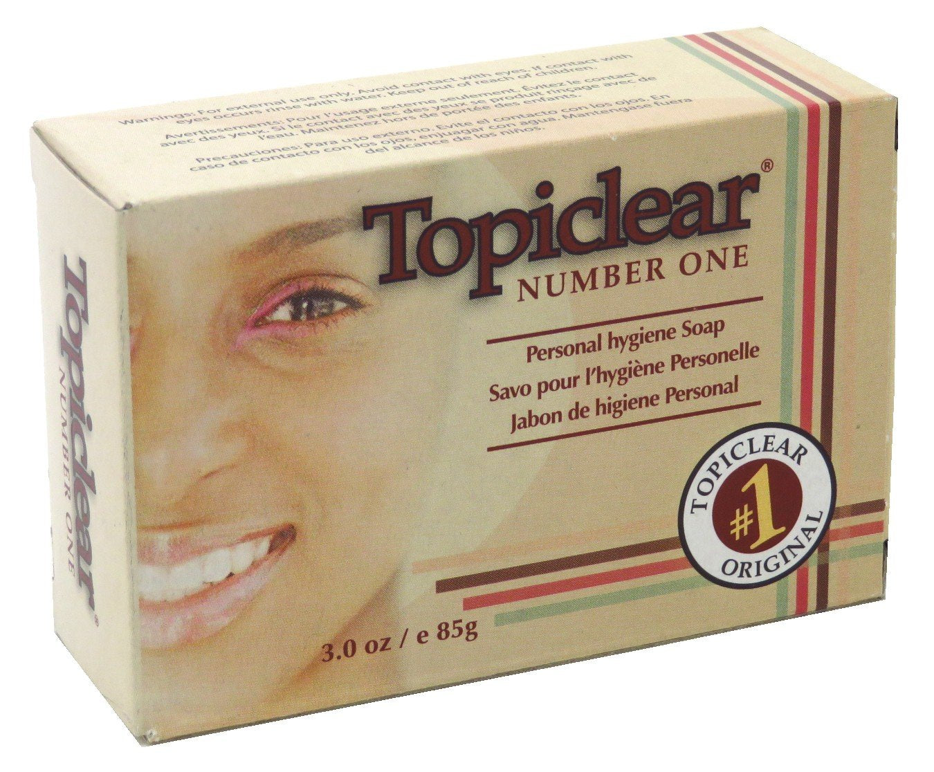 Topiclear Number One Soap boxed display highlighting travel-friendly packaging