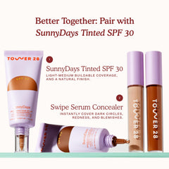 Tower 28 Swipe Serum Concealer shade 2.0 is a light neutral cool swatch.