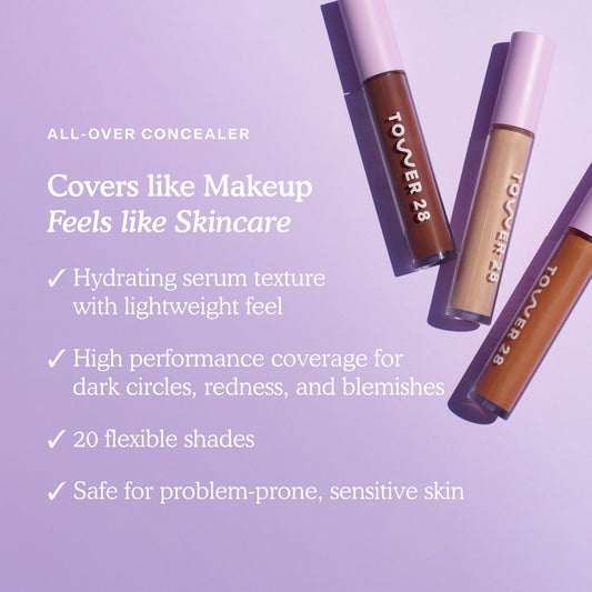Tower 28 Swipe Serum Concealer dispensing tip for easy, even application.