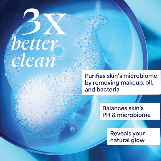 TULA Purifying Cleanser foaming action close-up demonstrates gentle pore cleansing.