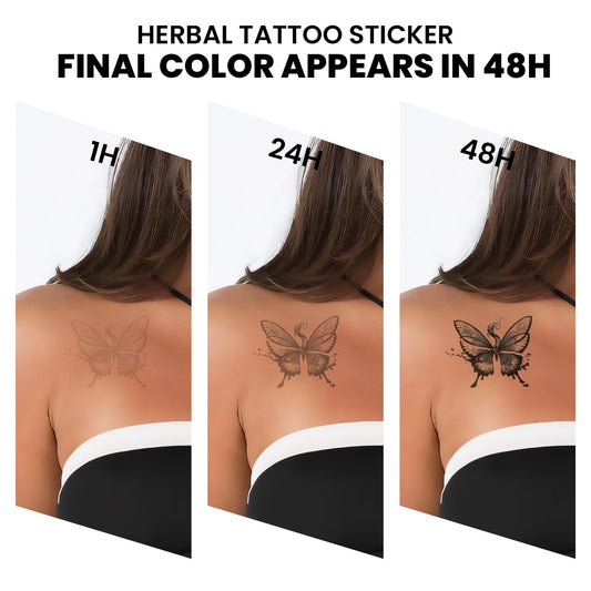 UBICA Tattoo Tech floral branches on thigh, wearable like body art.