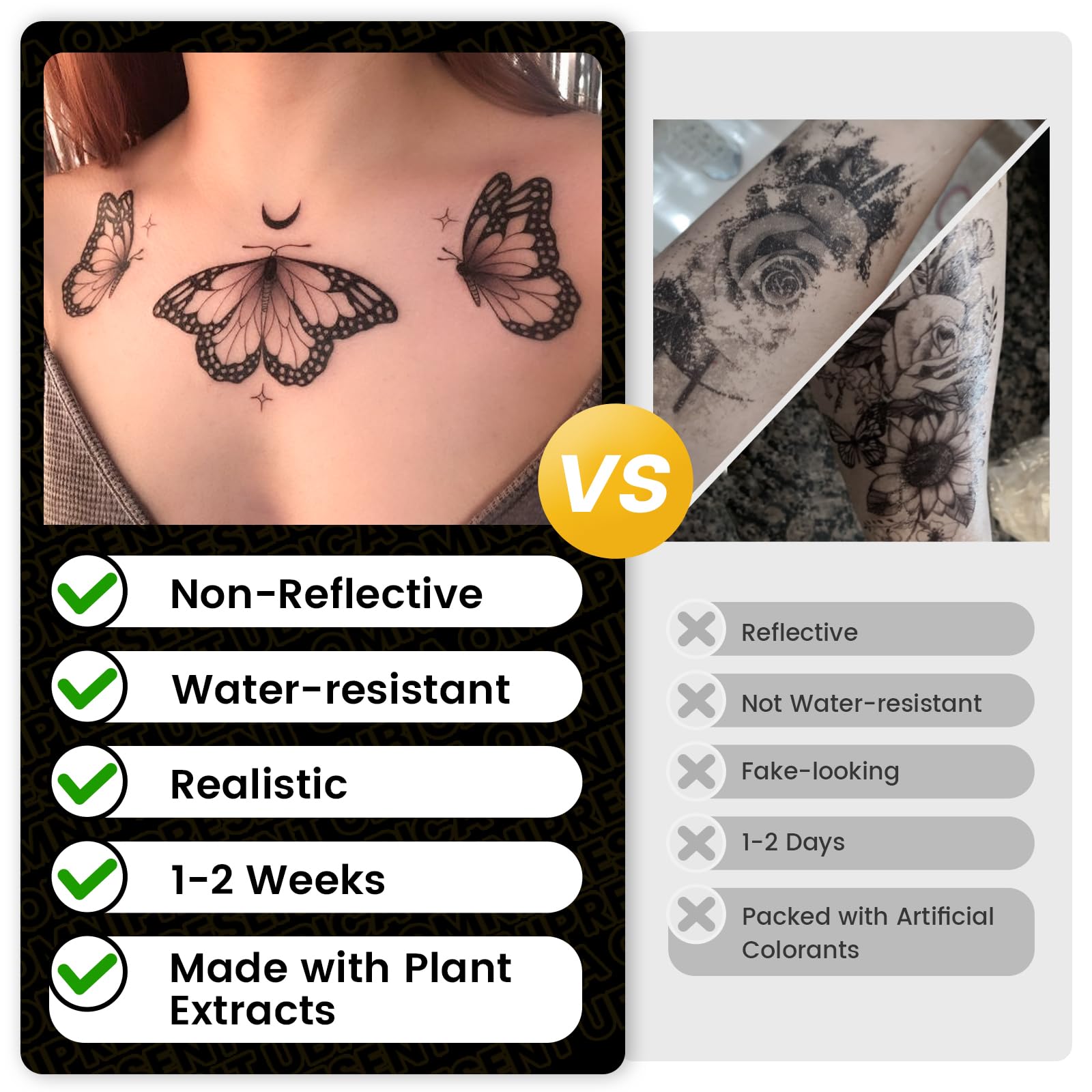 UBICA cherry blossom tattoo with non-reflective, matte finish