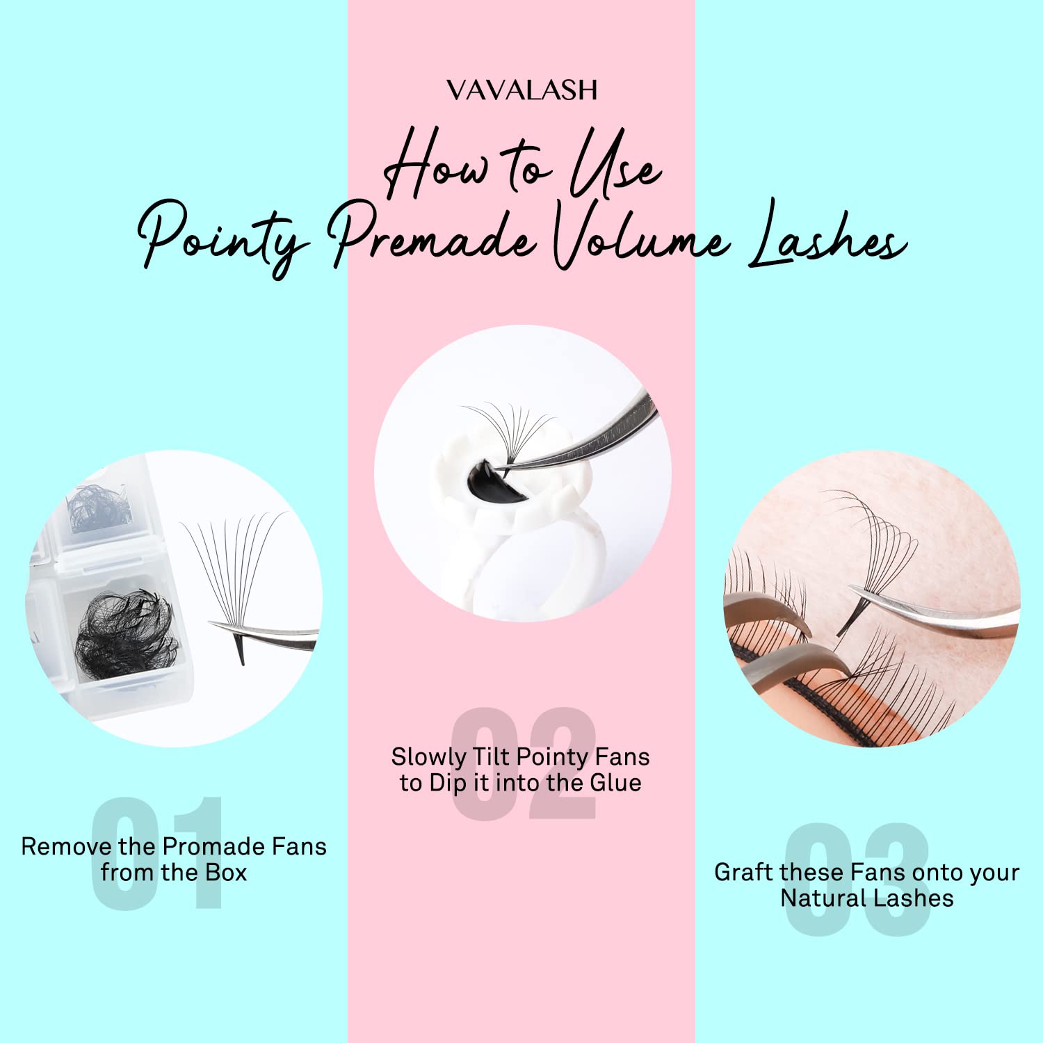 VAVALASH thin-base premade fans enable seamless adhesion and comfortable wear.