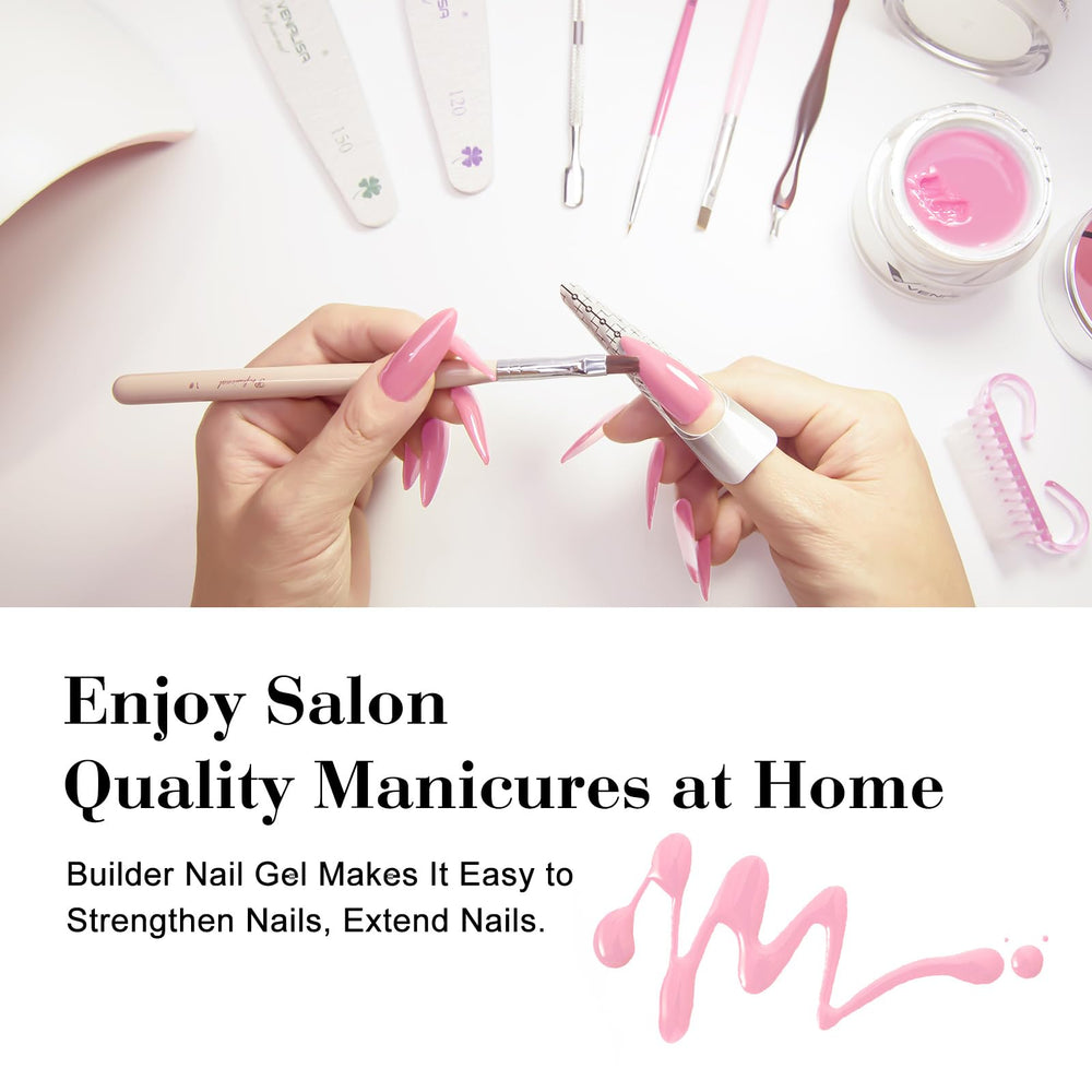 VENALISA nail extension application process illustration with smooth gel layer.