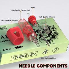Wormhole Tattoo cartridges fit standard tattoo guns for versatile use.